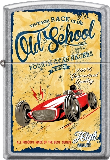 Zippo Old School Vintage Fourth Gear Race Club Street Chrome WindProof Lighter Zippo Old School Vintage Fourth Gear Race Club Street Chrome WindProof Lighter