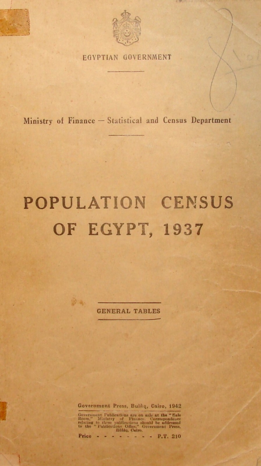 1937 EGYPT Population Census Book Cairo Finance Ministry Statistics Government