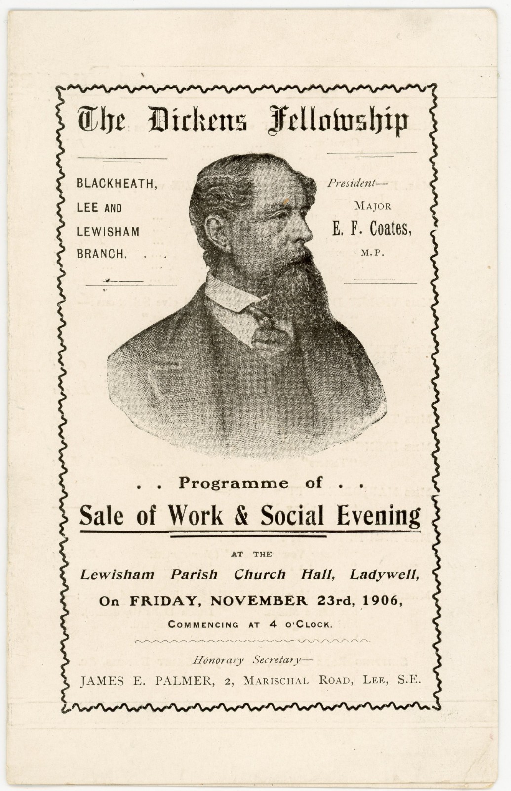1906 Dickens Fellowship Programme Lewisham Sale of Work Social Evening Ephemera