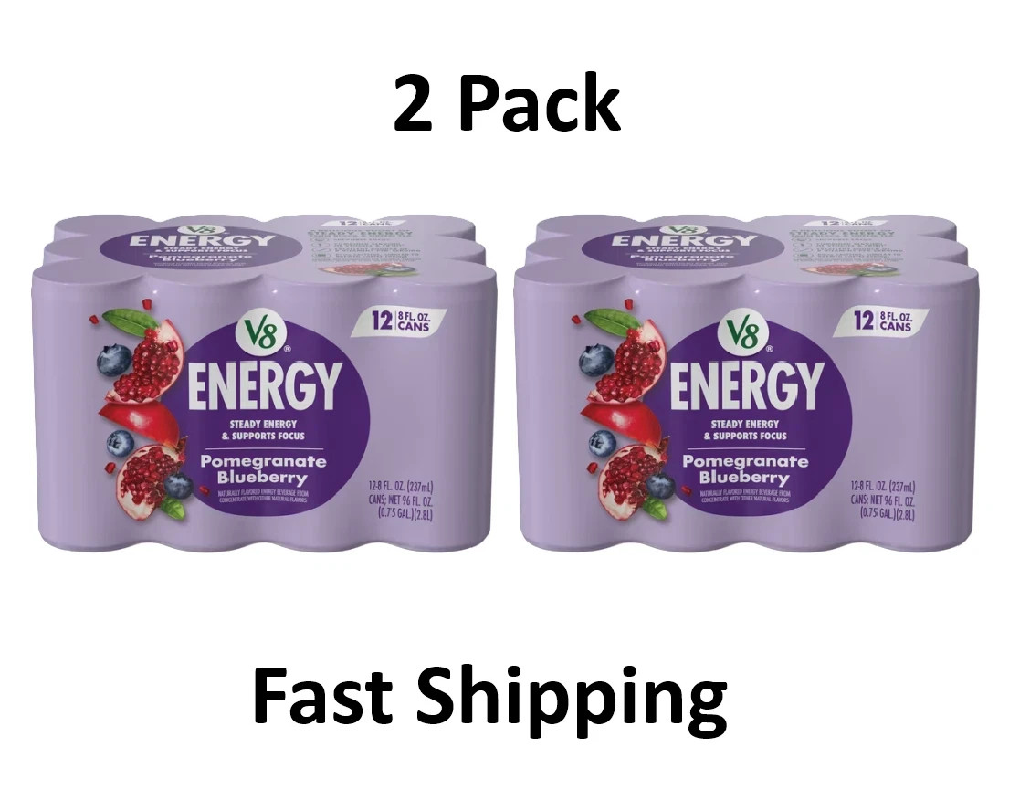 V8 Energy Pomegranate Blueberry Energy Drink, 8 fl oz, 12 Cans, 2 Pack V8 Energy Pomegranate Blueberry Energy Drink, 8 fl oz, 12 Cans, 2 Pack