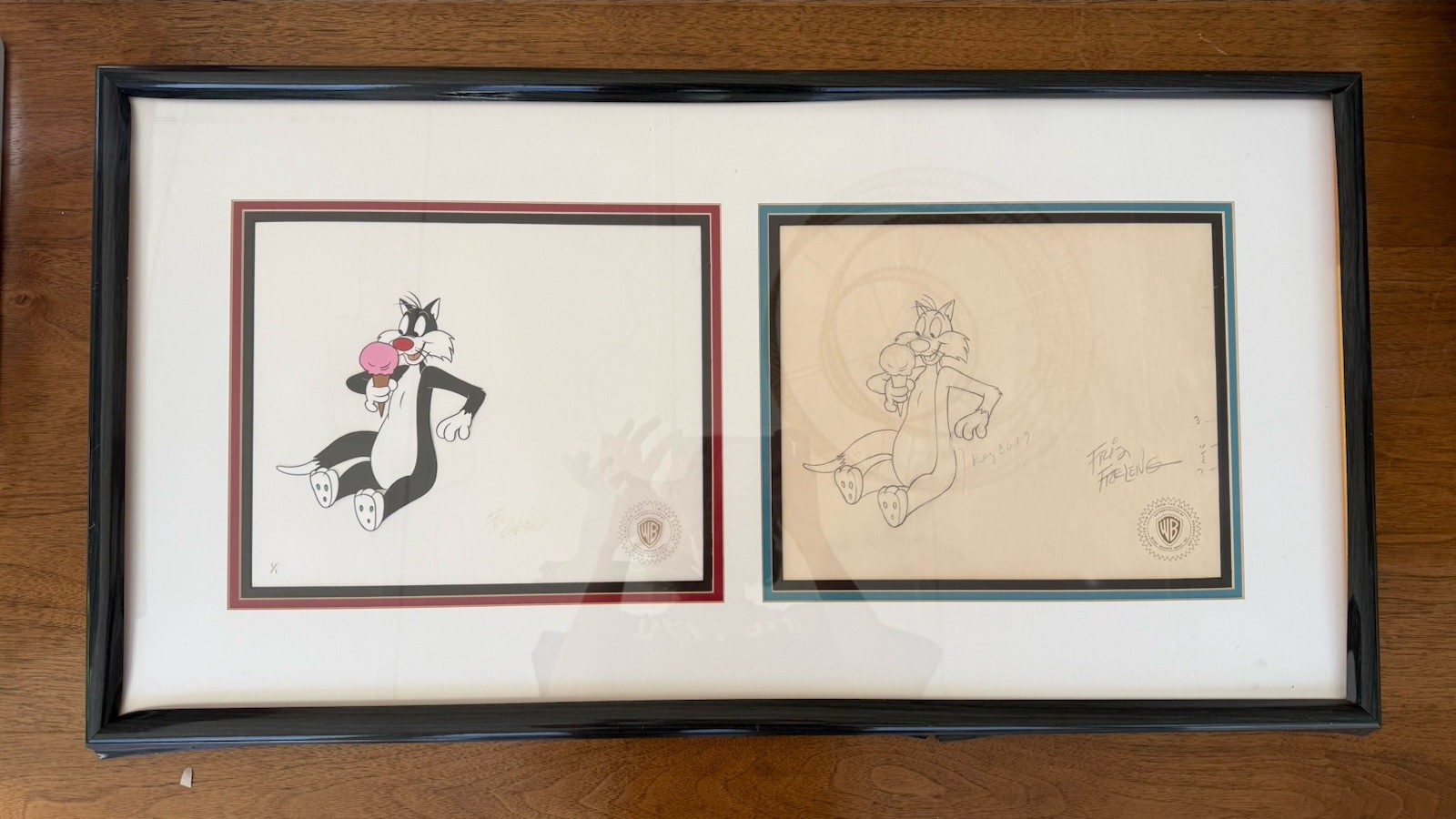 Original Looney Tunes Sylvester Cel + Signed Layout Drawing Set –Warner Bros COA Original Looney Tunes Sylvester Cel + Signed Layout Drawing Set –Warner Bros COA
