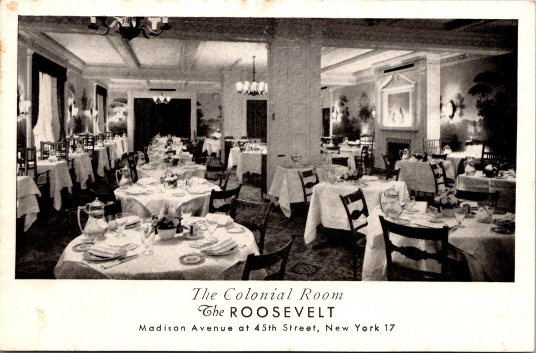 Colonial Room Roosevelt Hotel Madison Avenue New York City New York Postcard Colonial Room Roosevelt Hotel Madison Avenue New York City New York Postcard