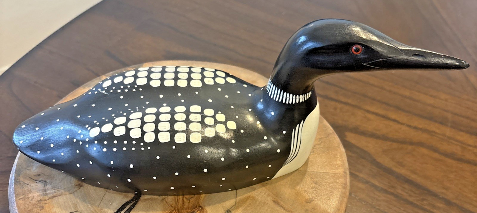 Vintage Country Traditions Wood Carved Loon Signed Ron Sadler Canada Folk Art