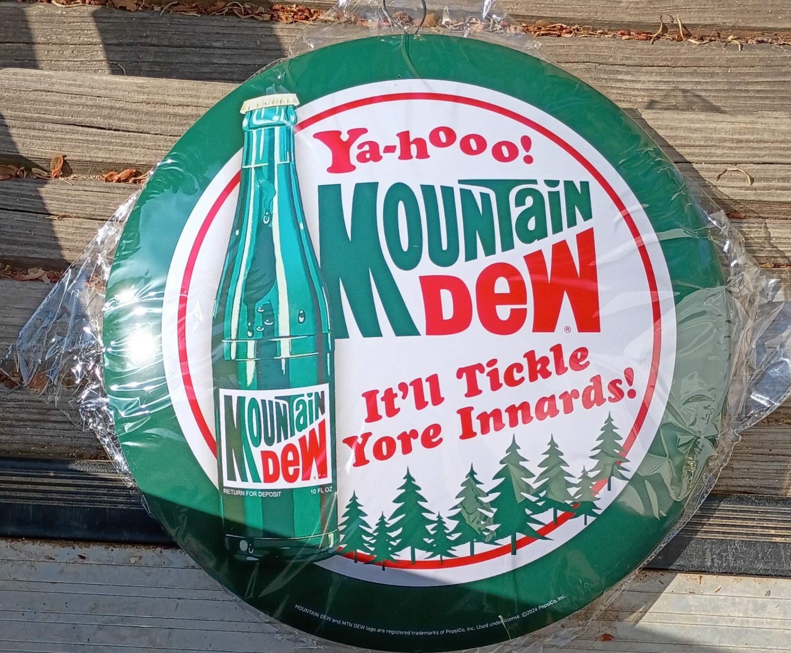 16 inch Mountain Dew Round Metal dome sign