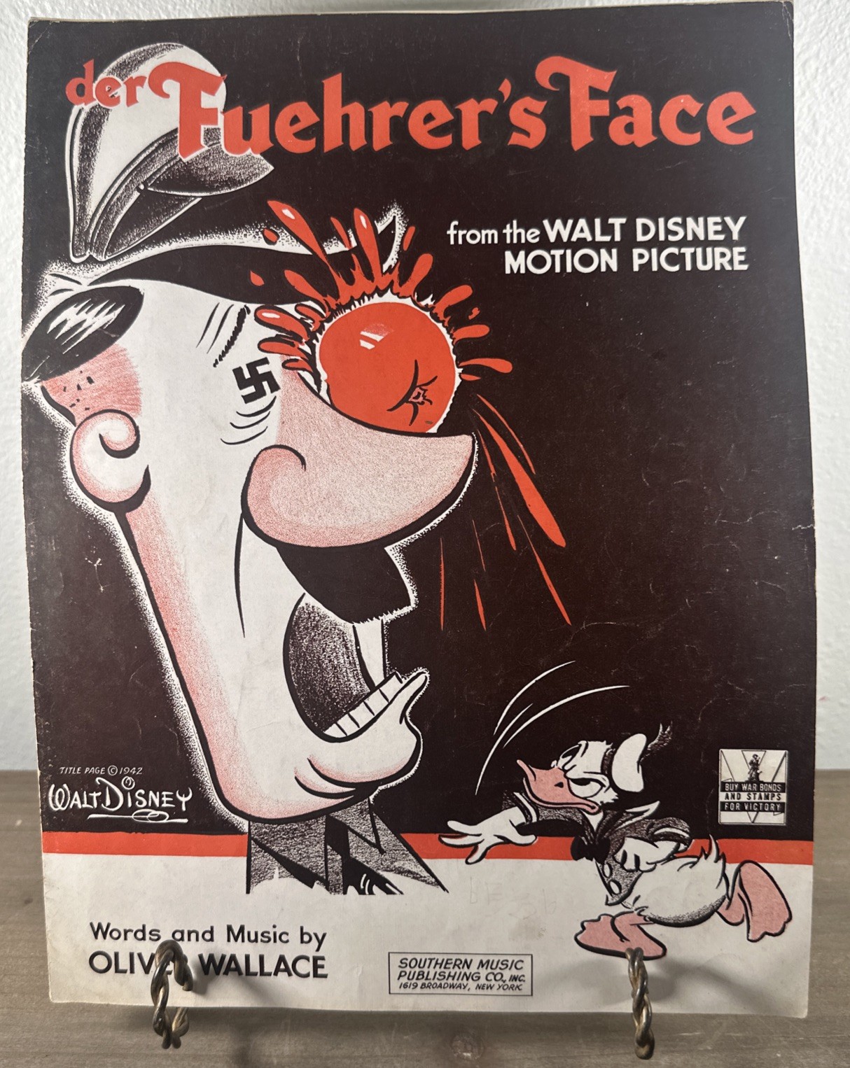 Disney Sheet Music Vintage Der Fuehrer’s  1942 From Walt Disney Motion Picture.