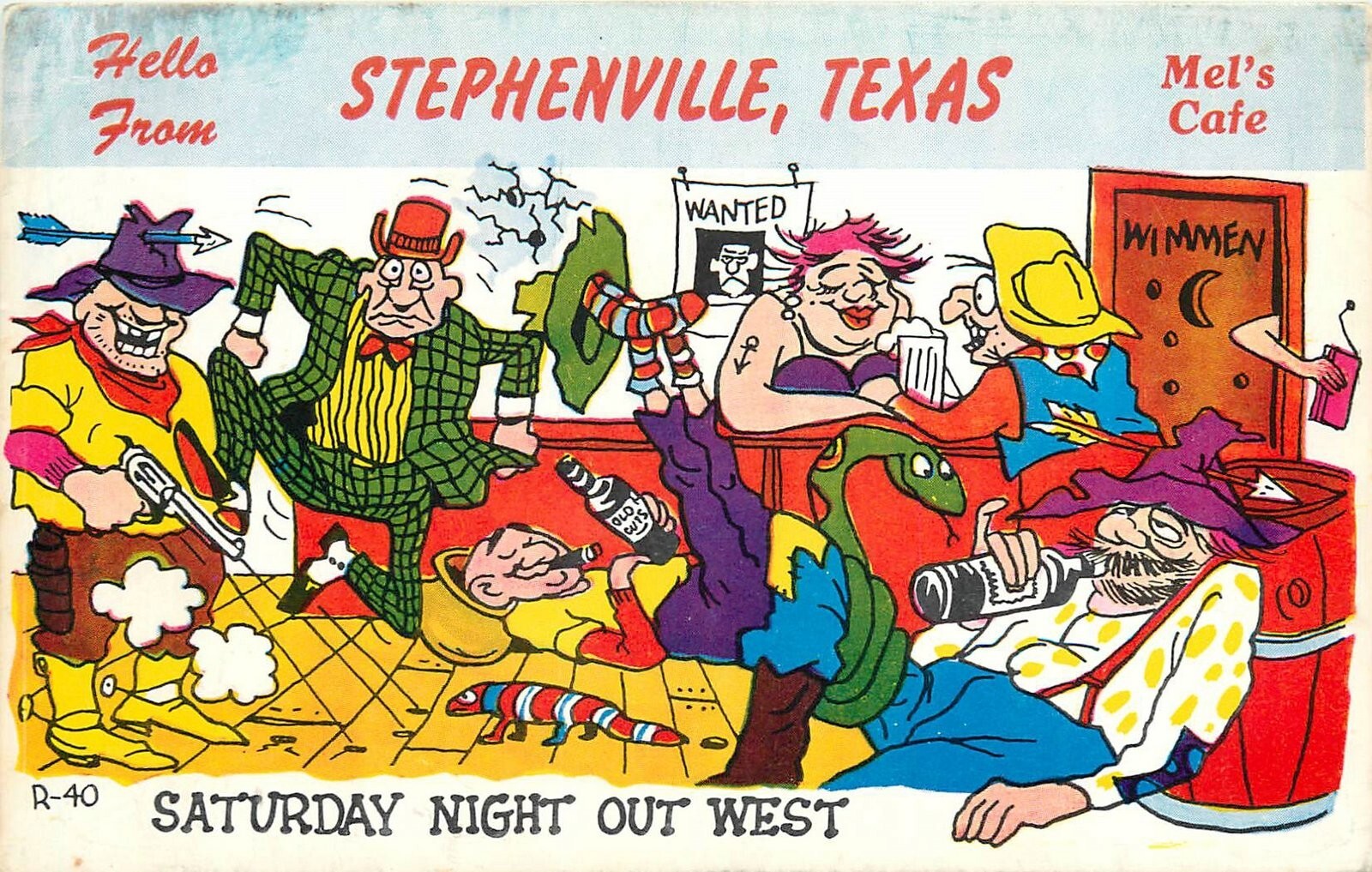 Postcard 1950s Texas Stephenville Saturday Night out West Baxtone TX24-1941