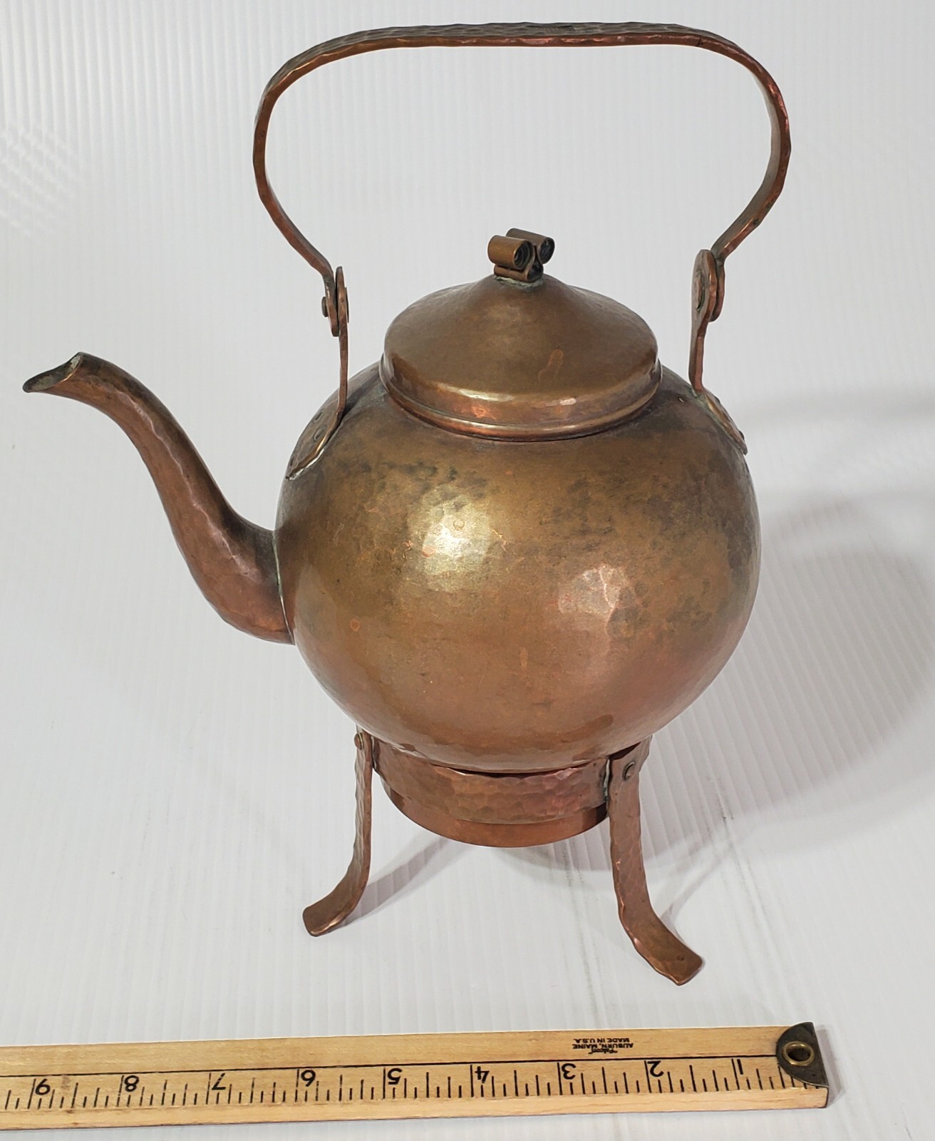 Antique Arts & Crafts Konsthantverk Hand Hammered Copper Tea Pot Tyringe Sweden