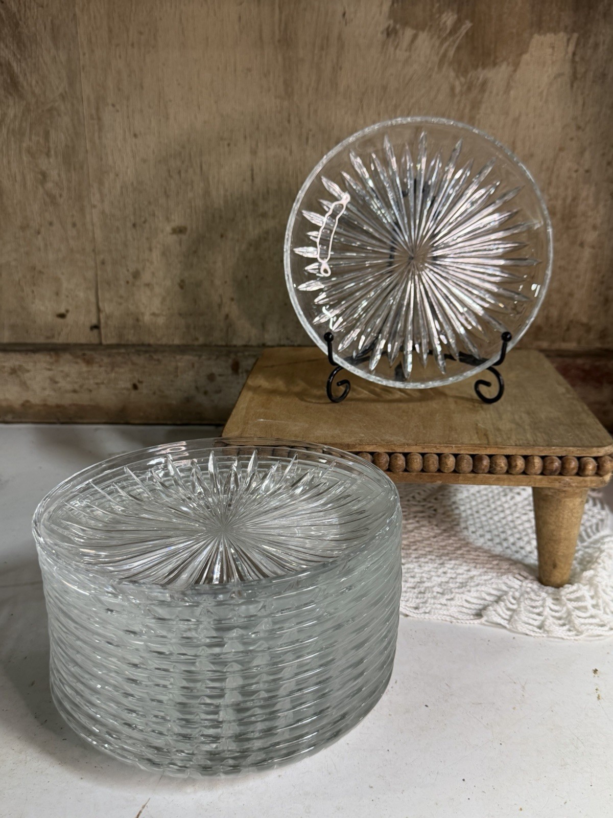Set Of 10 Vintage Mid-Century Pressed Glass 7 Set Of 10 Vintage Mid-Century Pressed Glass 7