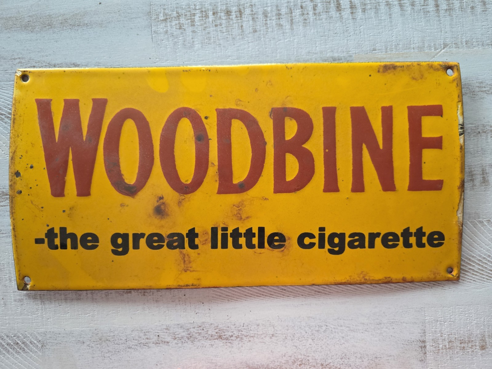 VINTAGE WOODBINE CIGARETTE PORCELAIN SIGN THE GREAT LITTLE CIGARETTE 16 VINTAGE WOODBINE CIGARETTE PORCELAIN SIGN THE GREAT LITTLE CIGARETTE 16