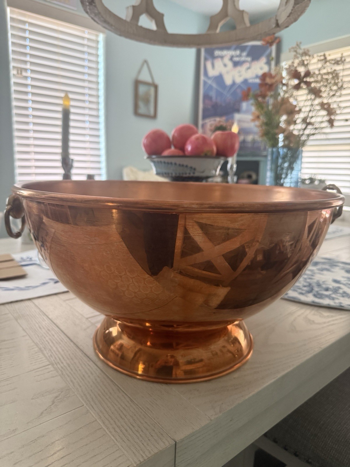 Vintage  William Sonoma Copper Pot Vat Tureen with Brass Handles Large 16.5
