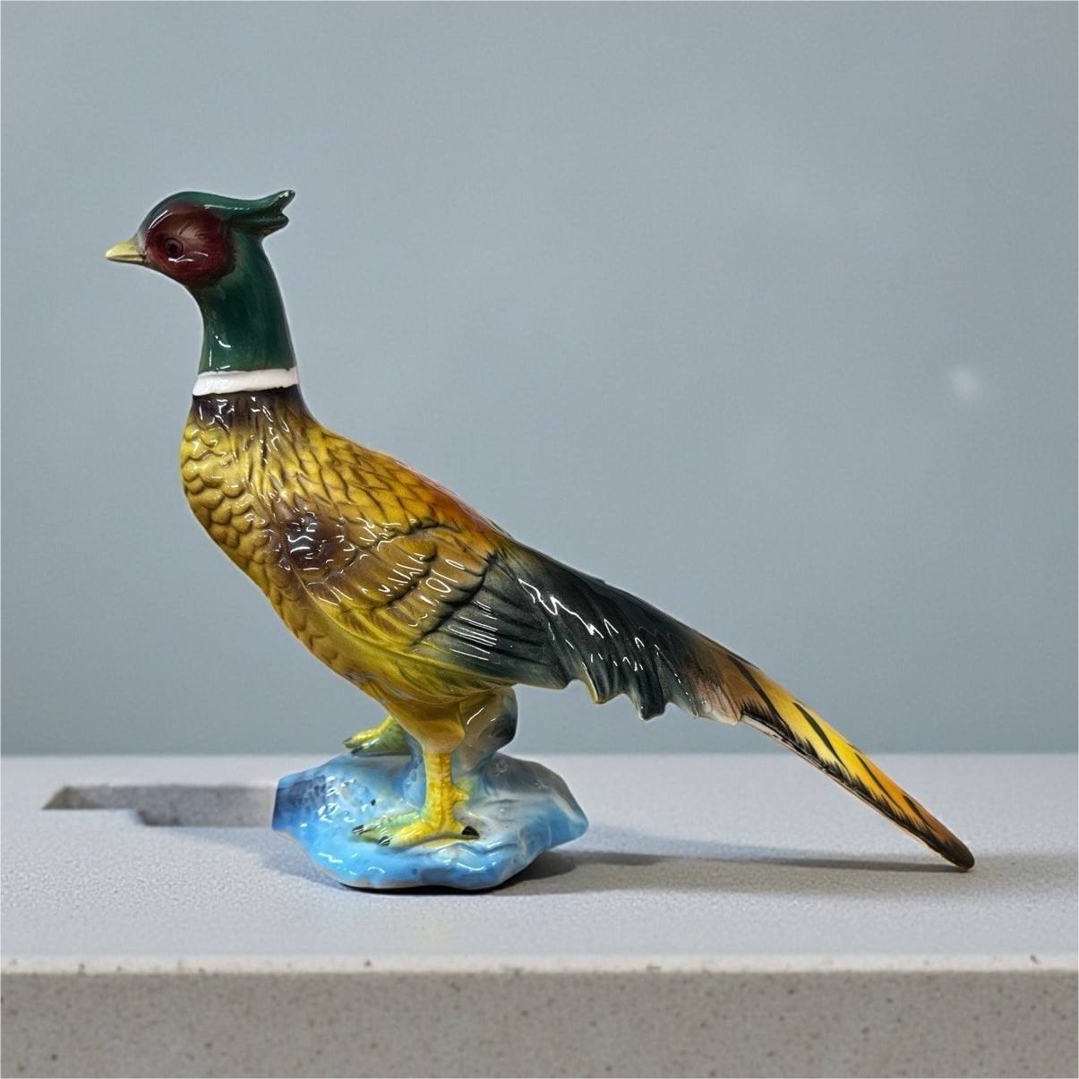 Vintage Porcelain Ring-Necked Pheasant Figurine 12.5\