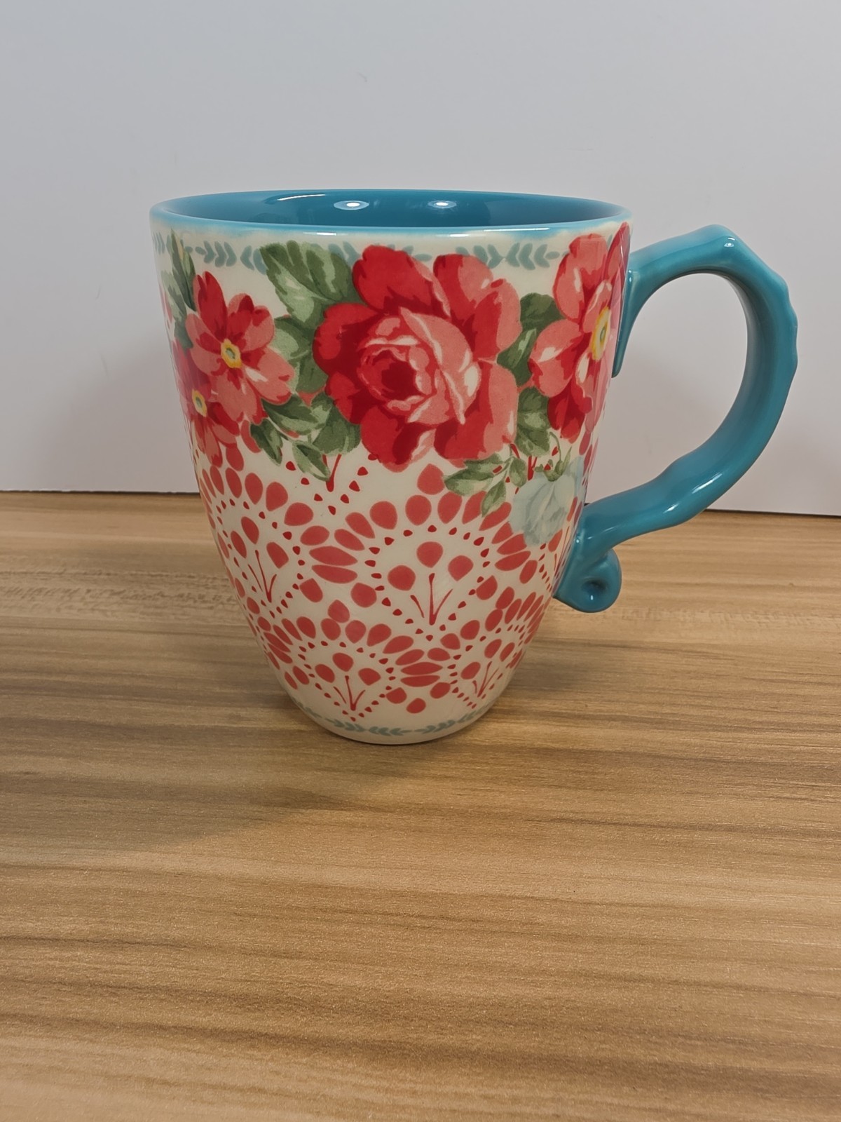 Pioneer Woman Floral Rose Latte XL Coffee/Tea Mug/Cup~28oz~Blue/Red/Pink/White