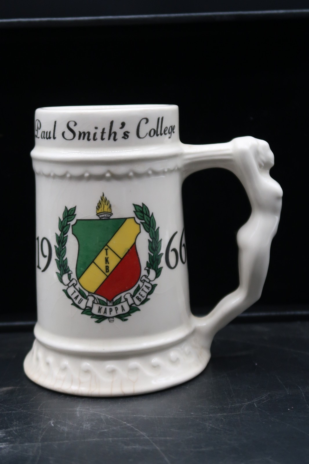 Vtg 1966 Paul Smith’s College Tau Kappa Beta Beer Stein Mug Nude Female Handle