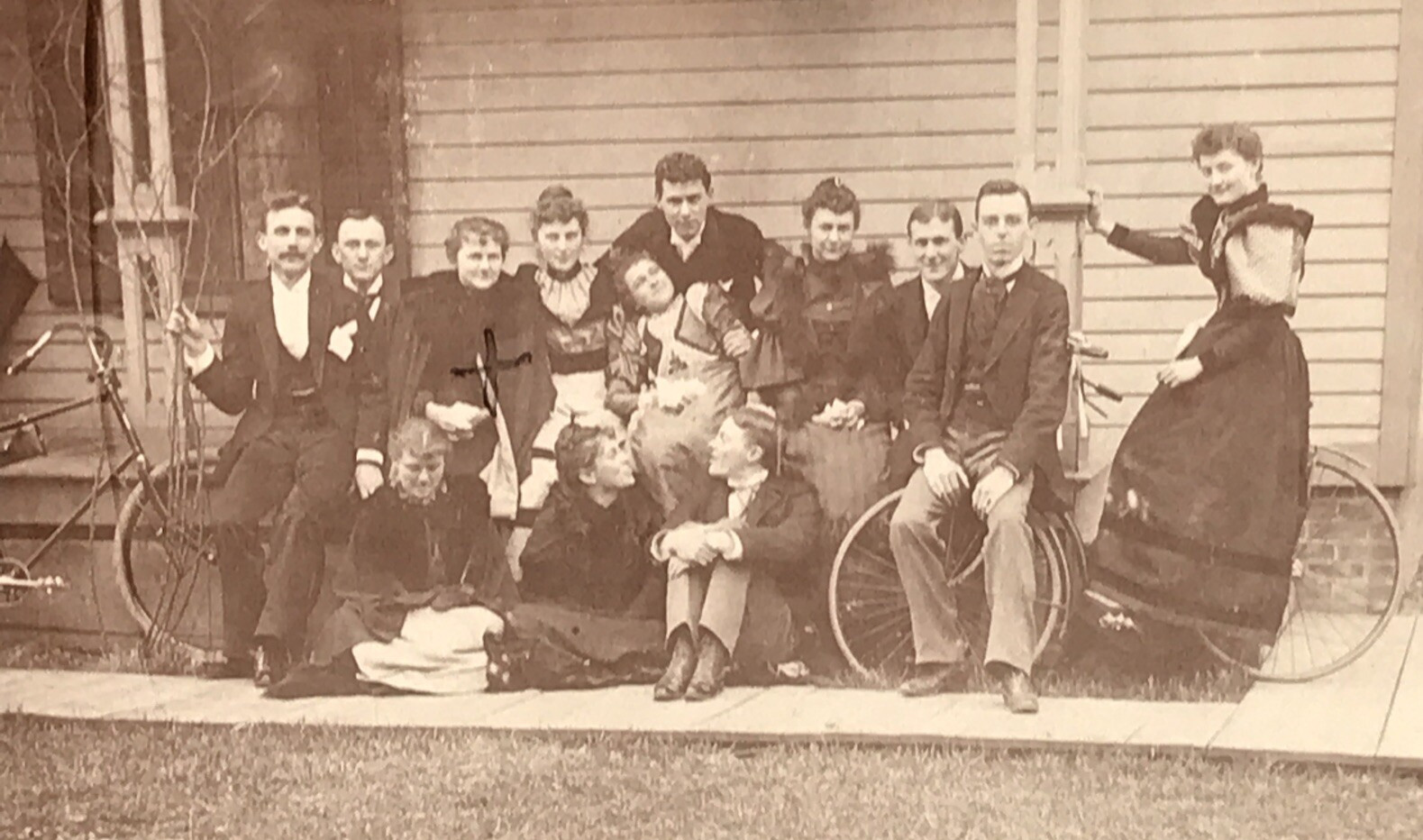CDV Victorian Large Group Photo w/ Bicycles Albumen Photo Alexander Bros