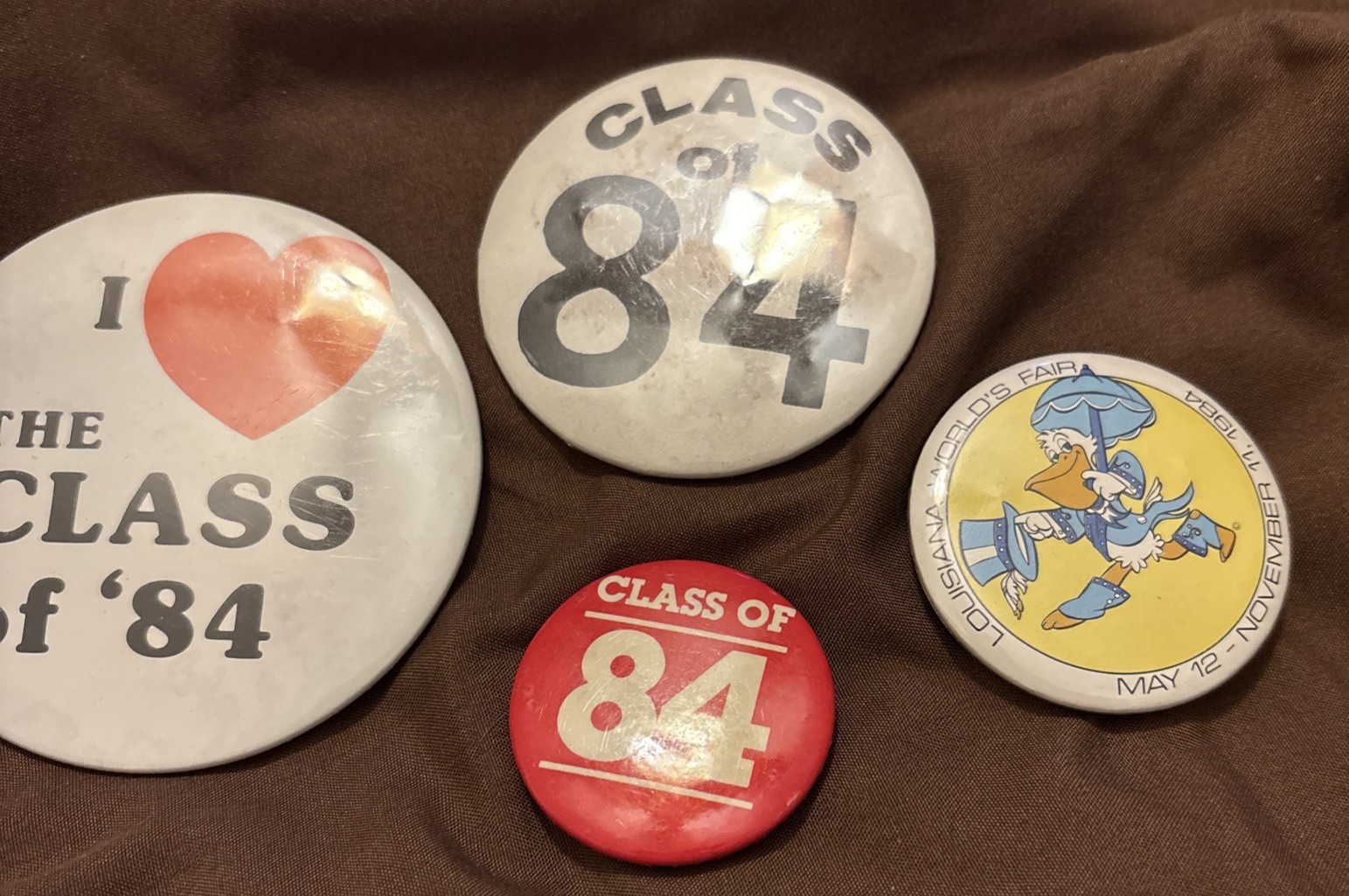 1984 Pin Buttons Vintage \'84 worlds fair class of 1984