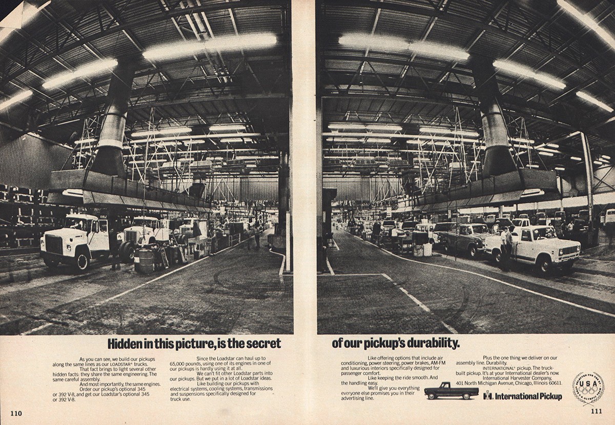 1972 International Harvester Pickup Truck: Hidden In Picture Vintage Print Ad 1972 International Harvester Pickup Truck: Hidden In Picture Vintage Print Ad