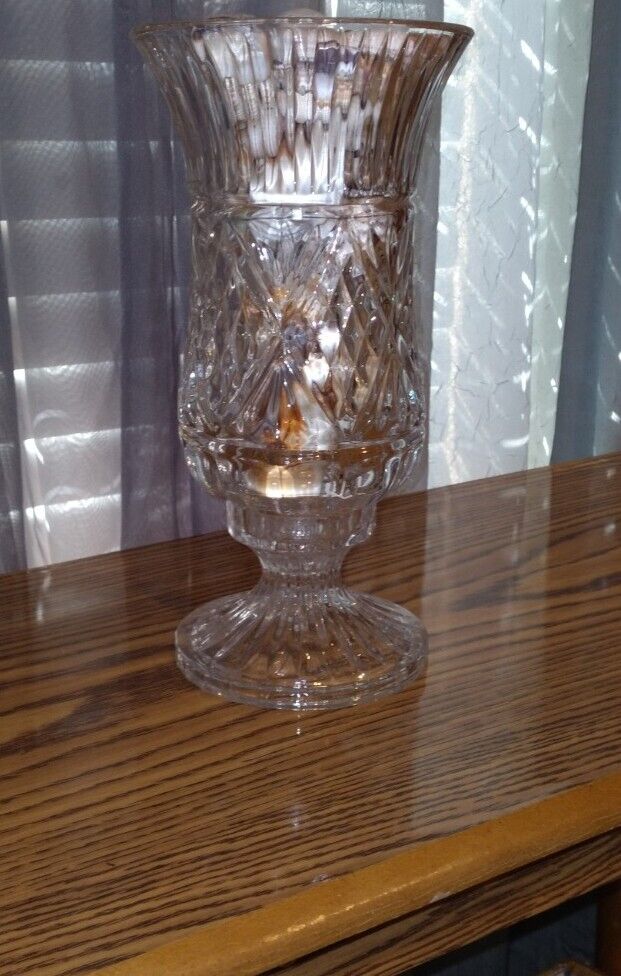 Vintage Two Piece clear crystal pillar candle holder