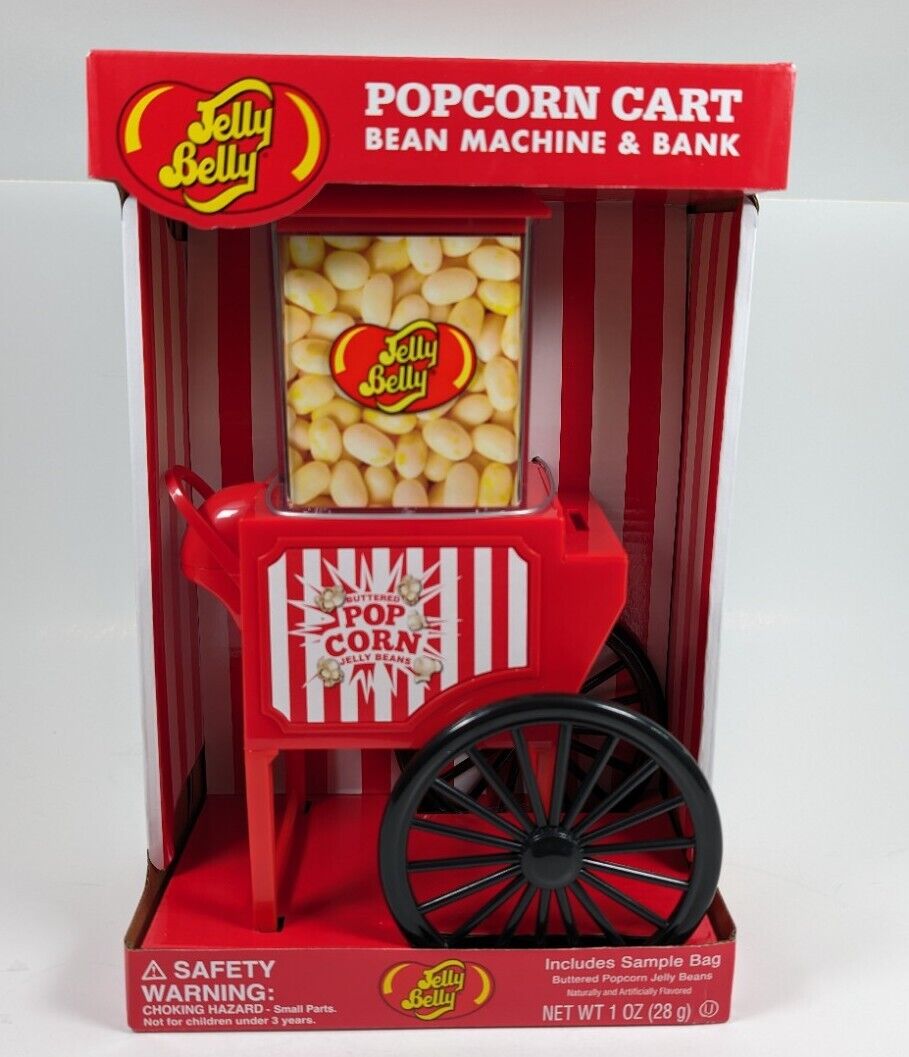 Jelly Belly Popcorn Cart Bean Machine & Bank, Includes Sample Bag Of Jelly Beans