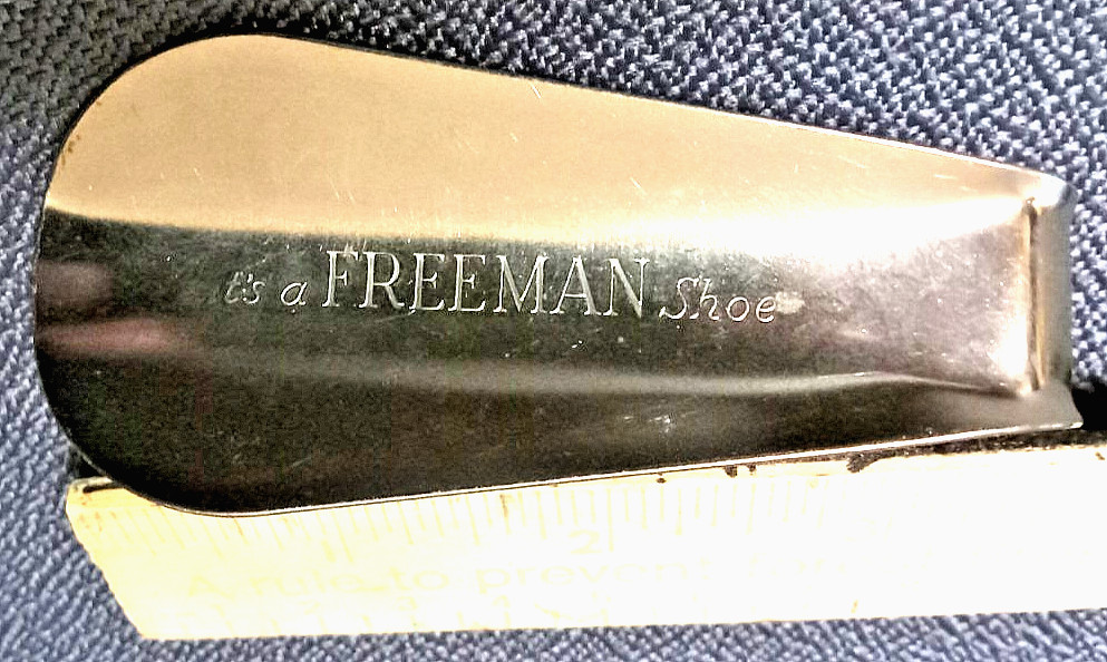 Vintage Freeman Shoes Advertising Metal Shoehorn Vintage Freeman Shoes Advertising Metal Shoehorn