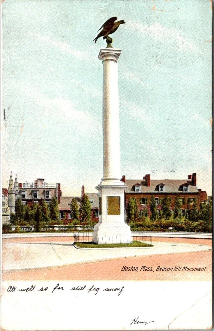 1908 Boston Massachusetts, Beacon Hill Monument 2184 1908 Boston Massachusetts, Beacon Hill Monument 2184