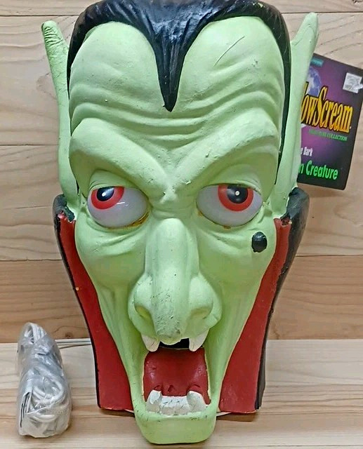 VTG Trendmasters Glow-in-the-Dark Lighted Vampire Head Halloween Decor New W Tag VTG Trendmasters Glow-in-the-Dark Lighted Vampire Head Halloween Decor New W Tag