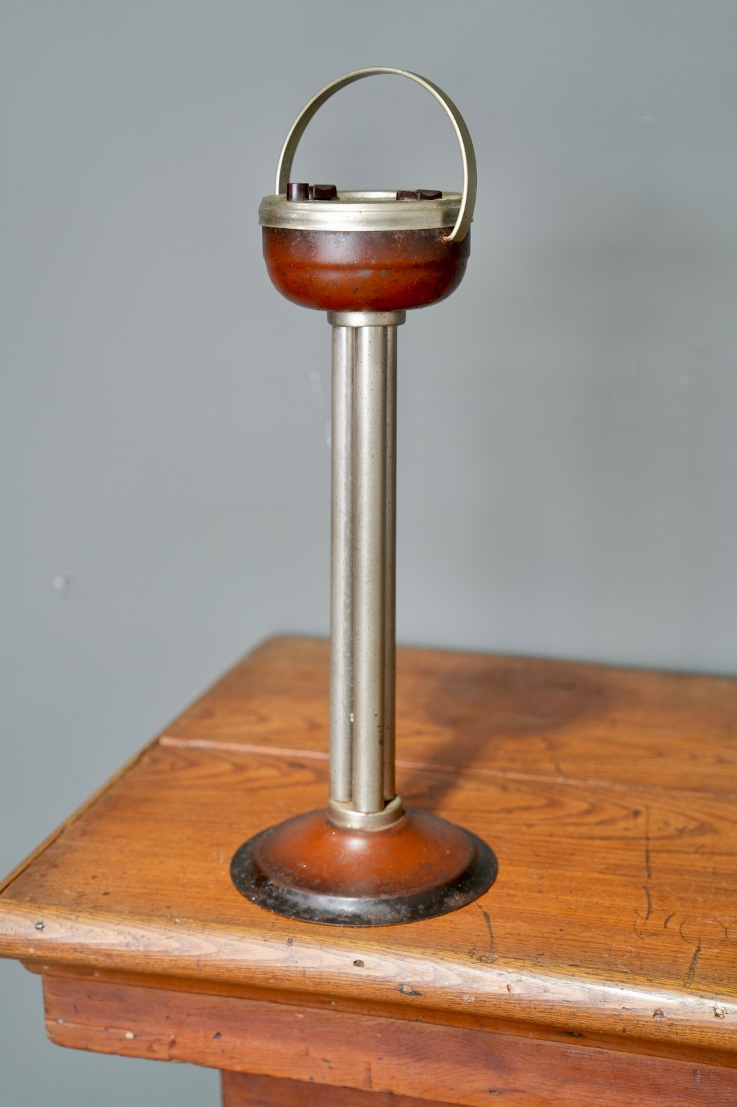Vtg Art Deco Machine Age Atomic Chrome Floor Ashtray Stand Cigar antique