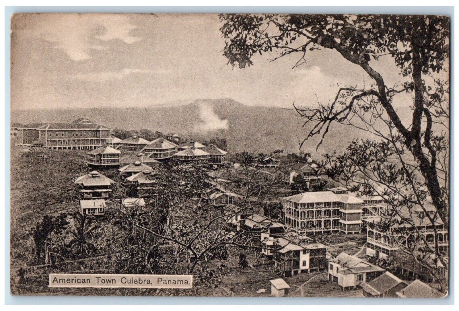 c1910 Bird's Eye View American Town Culebra Panama PM Vintage Antique Postcard c1910 Bird's Eye View American Town Culebra Panama PM Vintage Antique Postcard