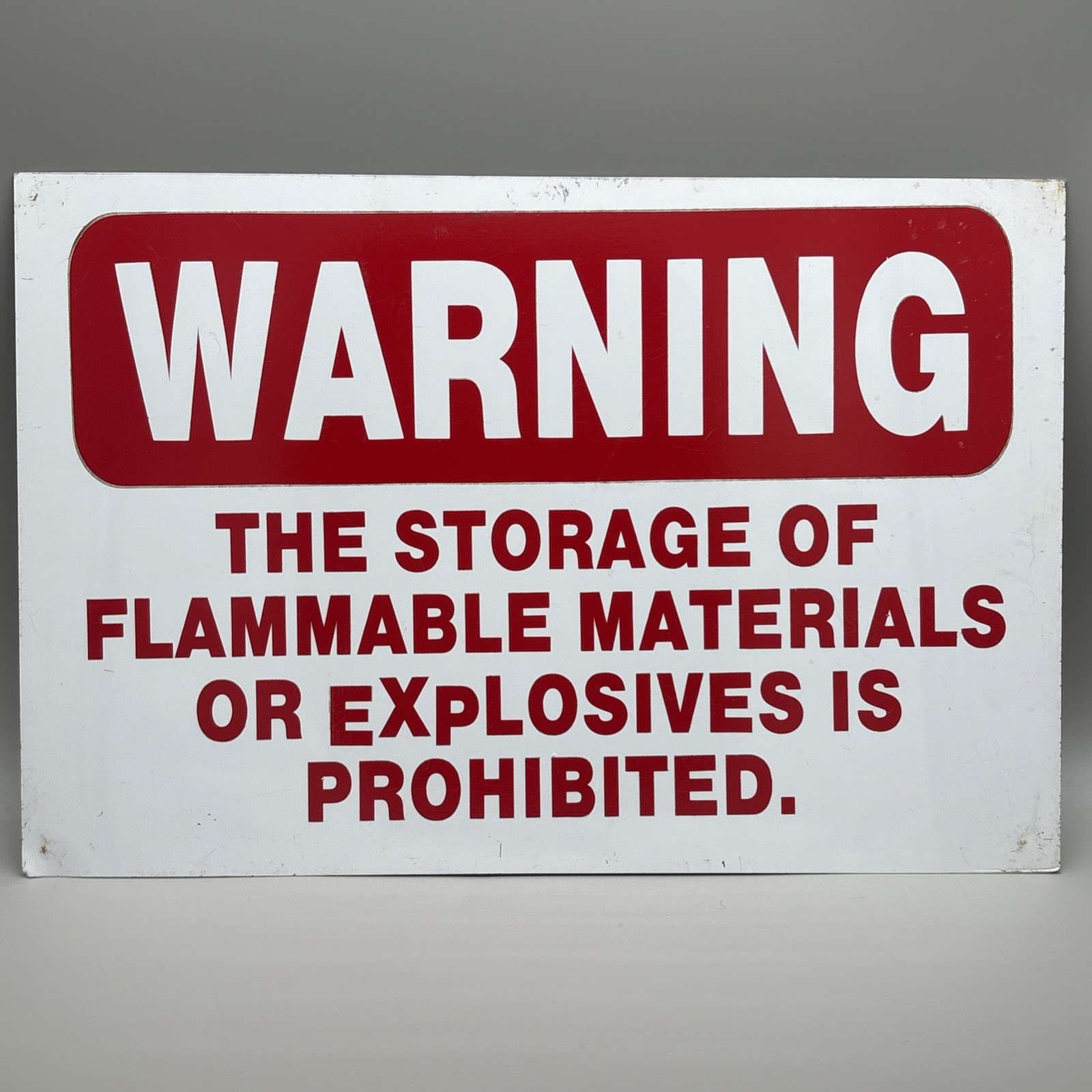 Vtg Industrial Warning Sign Flammable Explosives Prohibited Metal Garage 12x18
