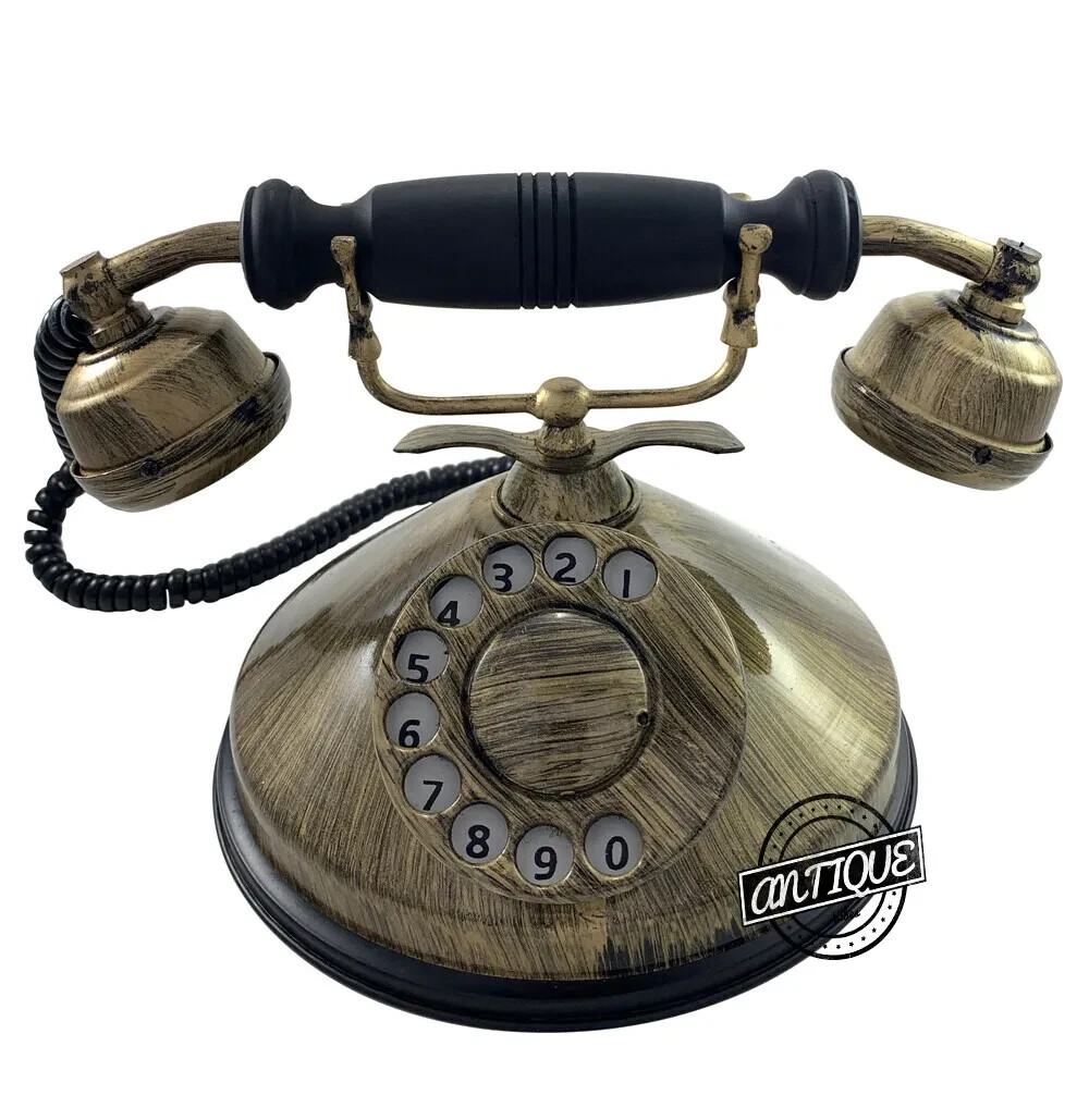 Antique Style Brass Rotary Dial Telephone Vintage Phone Home Decor Collectibles Antique Style Brass Rotary Dial Telephone Vintage Phone Home Decor Collectibles