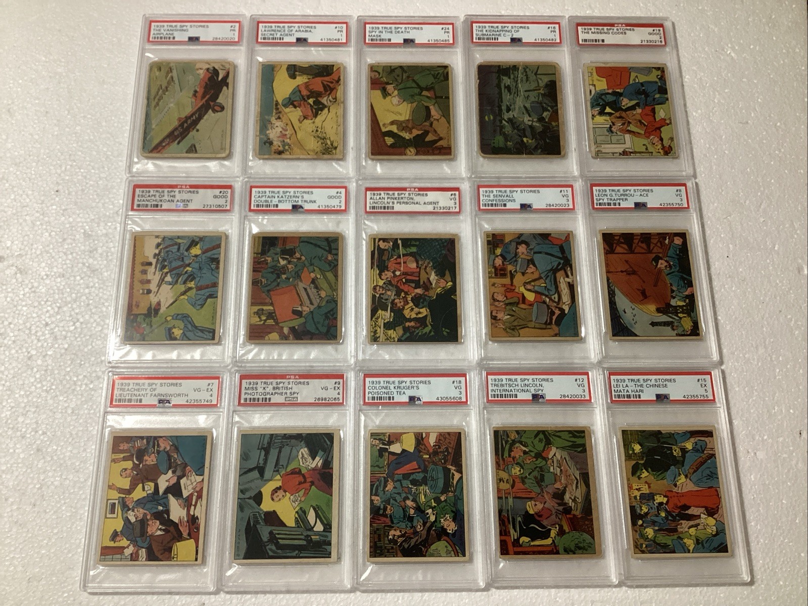 1939 True Spy Stories Gumakers of America LOT Of 15 PSA GRADED 1939 True Spy Stories Gumakers of America LOT Of 15 PSA GRADED