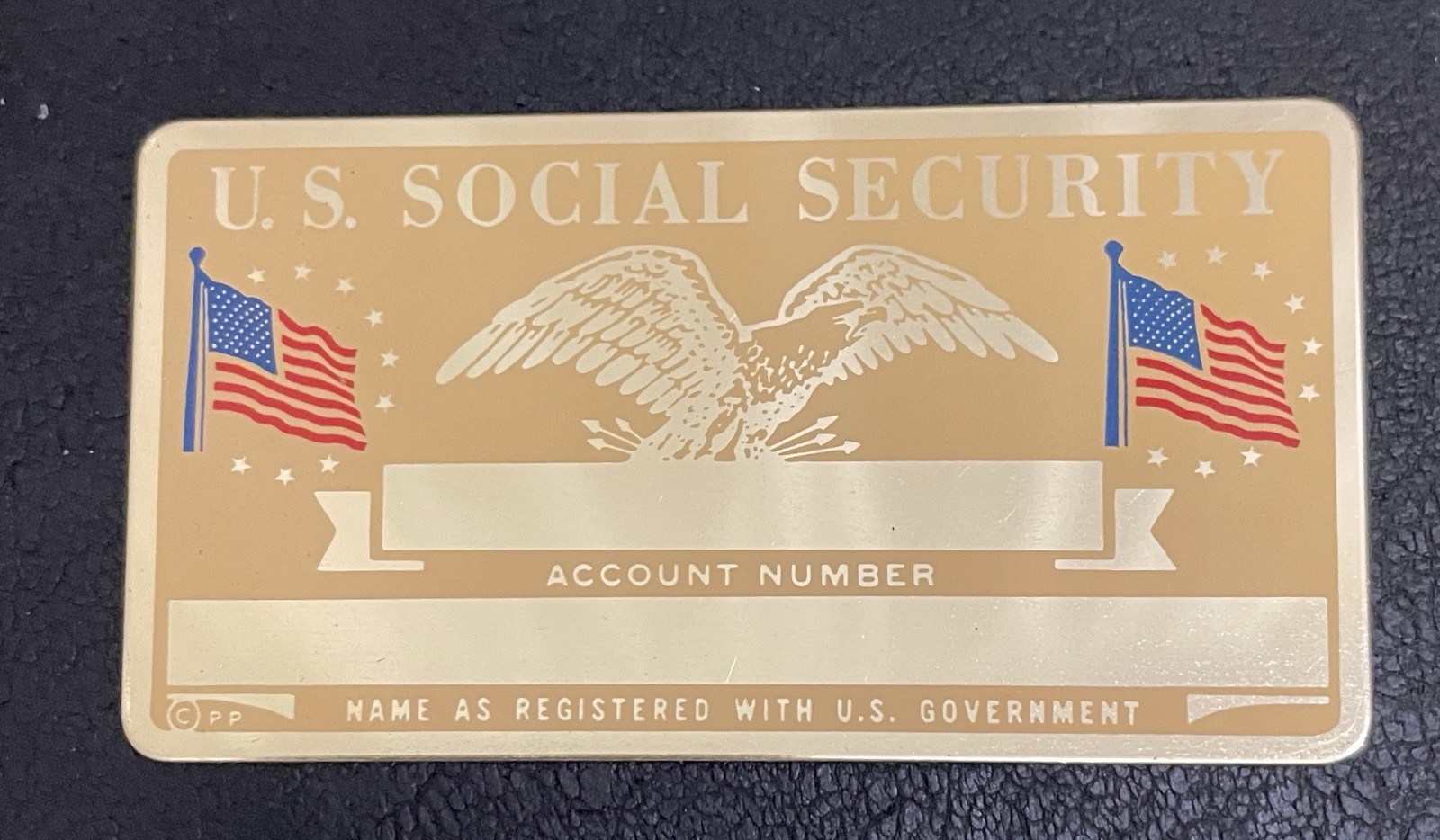 NEW Vintage Brass Metal Engravable U.S. Social Security Card NEW Vintage Brass Metal Engravable U.S. Social Security Card