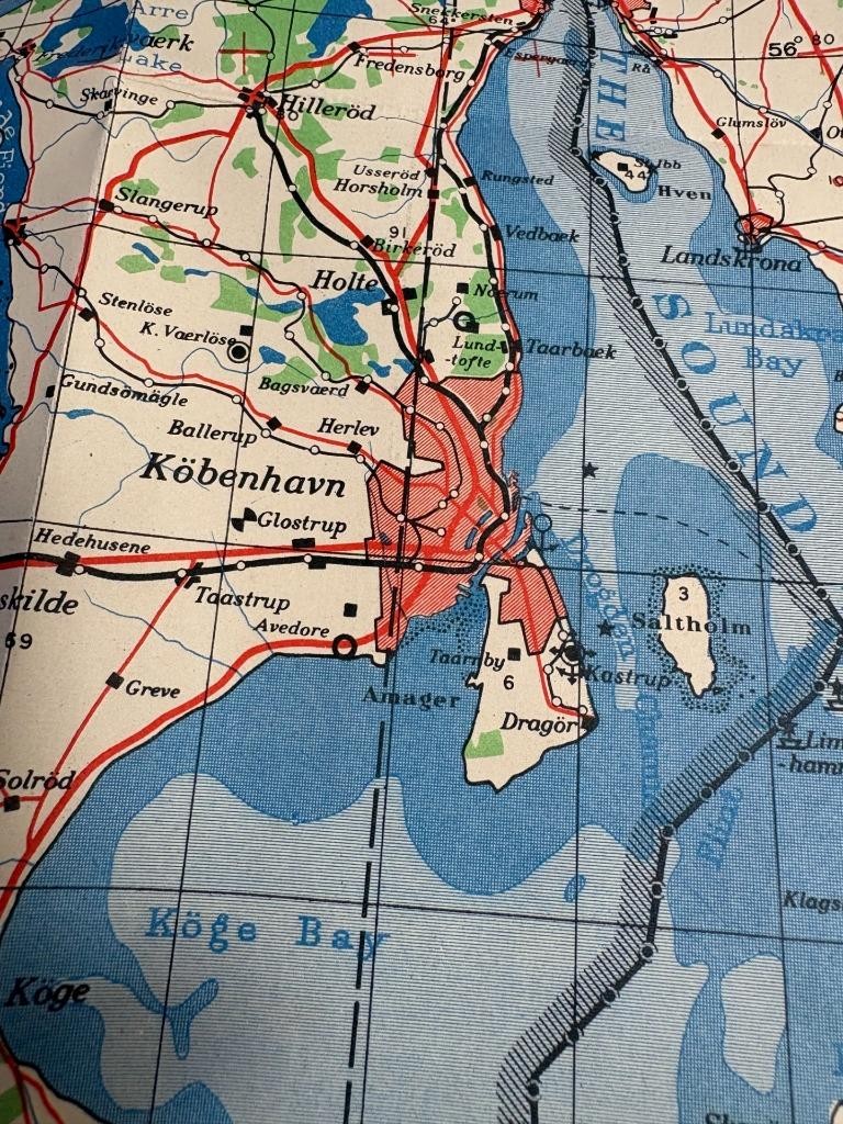 RAF Map 1942 Kiel Copenhagen Peenemunde V2 site Malmo Aarhus Rostock ...........