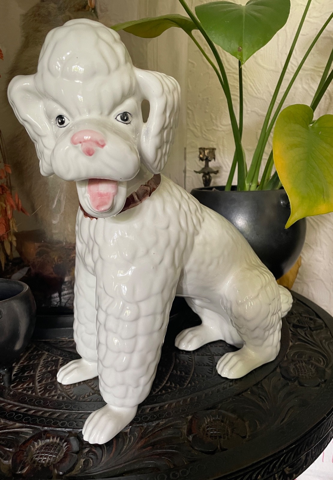 Vintage Large 31cm Poodle Dog Ceramic Figure Pereiras Portugal