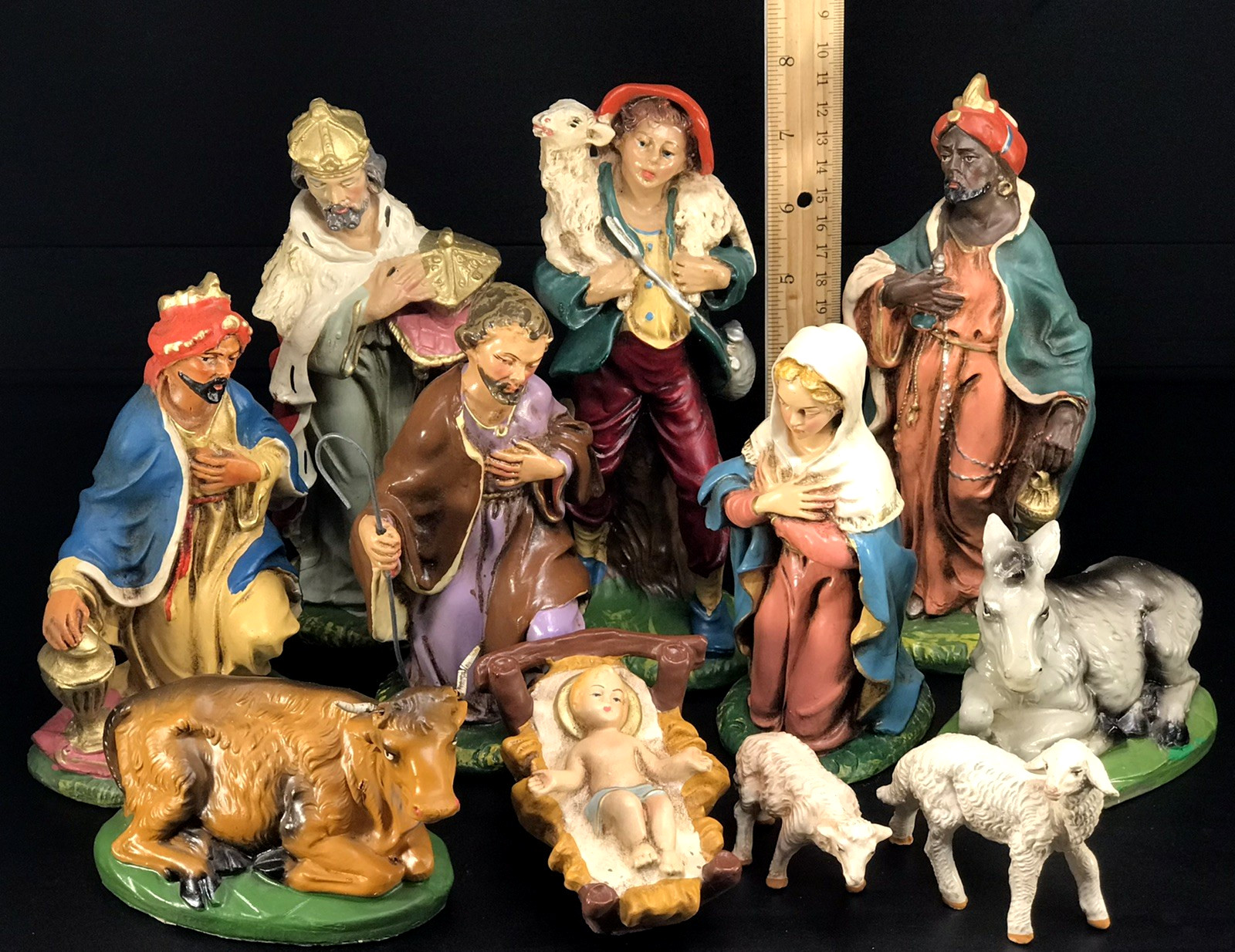 VINTAGE PAPER MACHE NATIVITY ITALY 8\ VINTAGE PAPER MACHE NATIVITY ITALY 8\