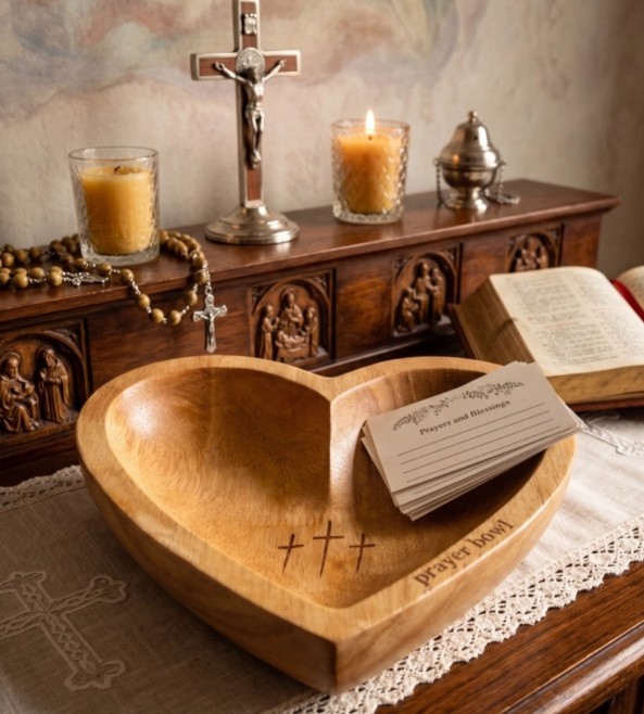 Heart Shaped Wooden Prayer Bowl Heart Shaped Wooden Prayer Bowl