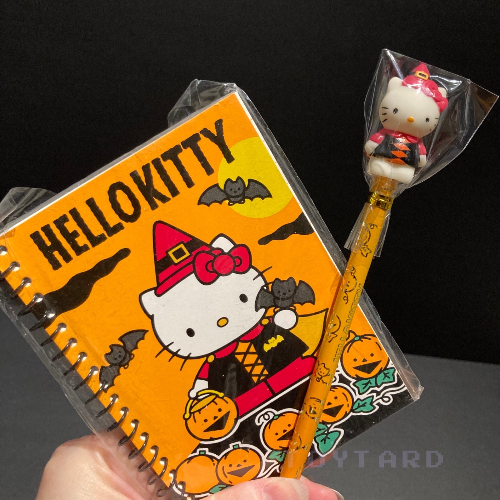VTG Sanrio Hello Kitty WITCH Pencil Topper Notebook LOT Set Halloween Mascot 90s VTG Sanrio Hello Kitty WITCH Pencil Topper Notebook LOT Set Halloween Mascot 90s