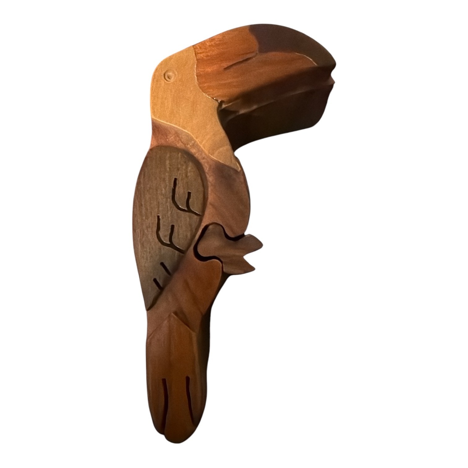 Vintage Hand Carved Wooden Toucan Bird Puzzle Box Hidden Compartment