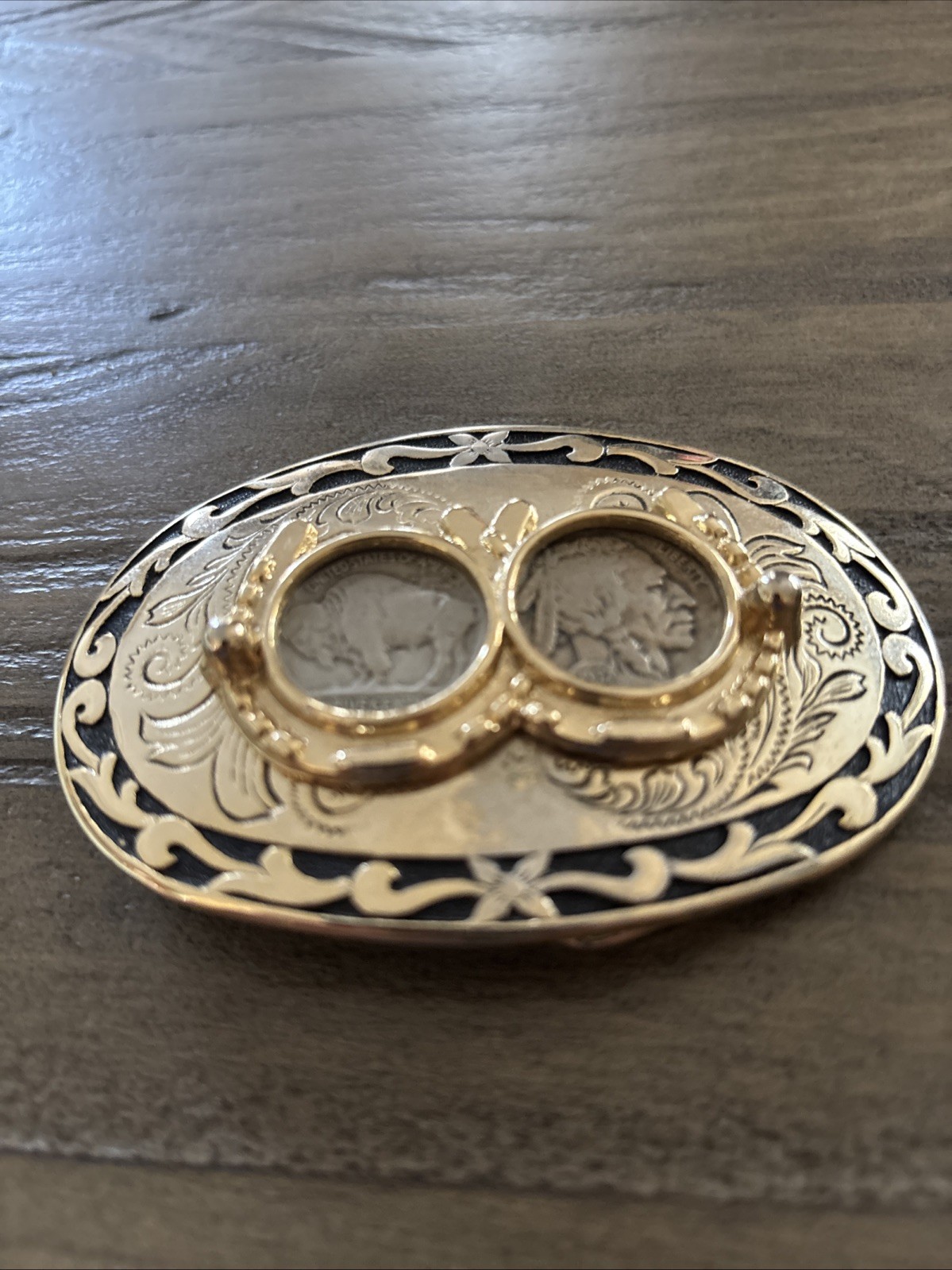 Belt Buckle Two 1937 Nickels Buffalo/Indian