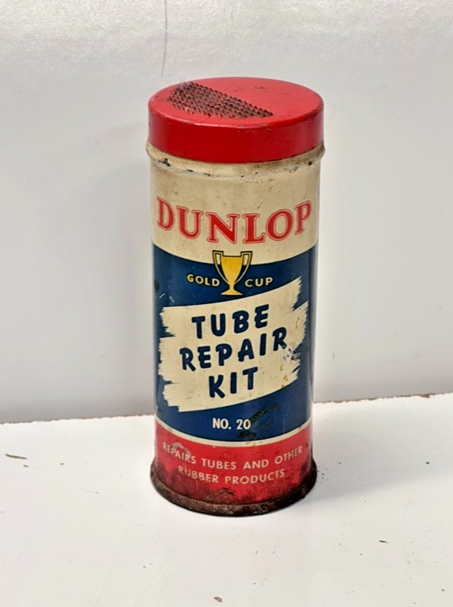 1950s Dunlop Tube Repair Kit in a Can  Tin Collectible Americana Great Decor