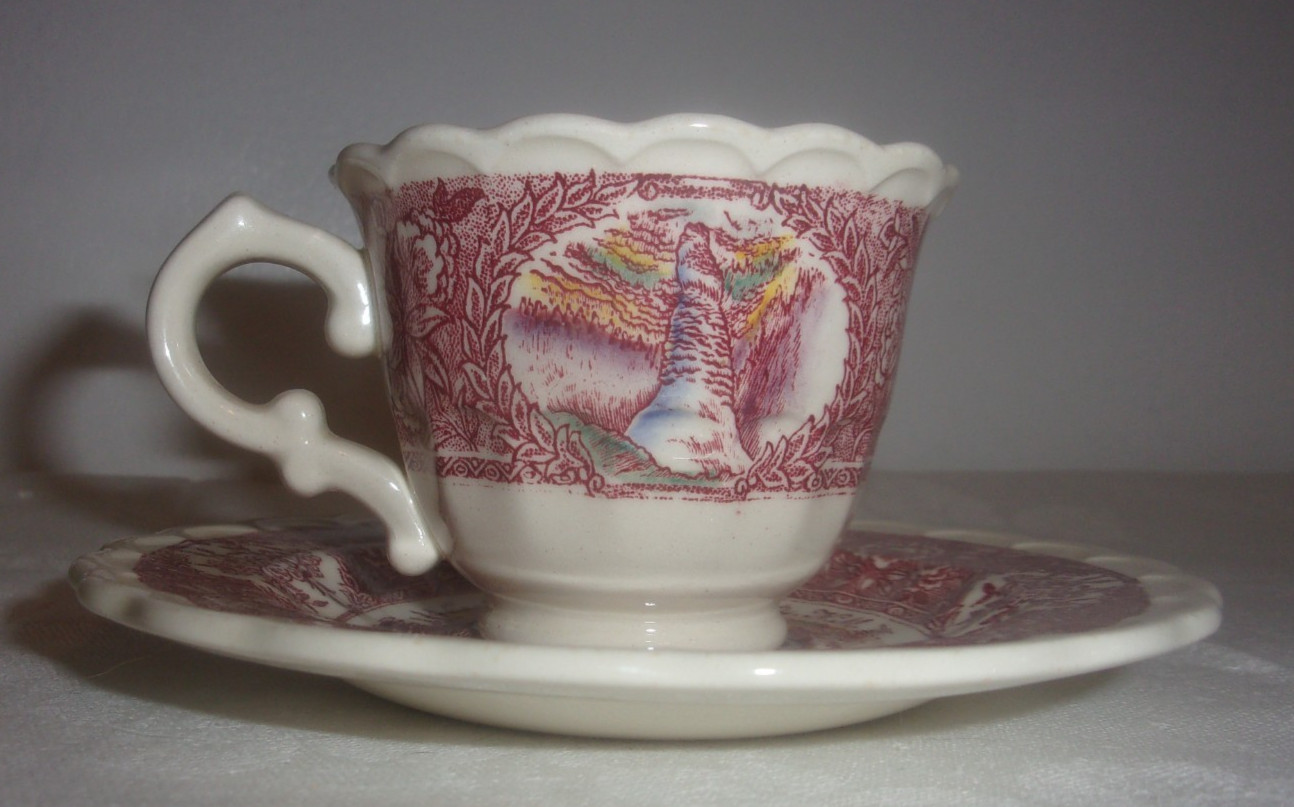 CARLSBAD CAVERNS WHITE'S CITY N.M. ROCK OF AGES CUP & SAUCER 1950'S VERNON KILNS