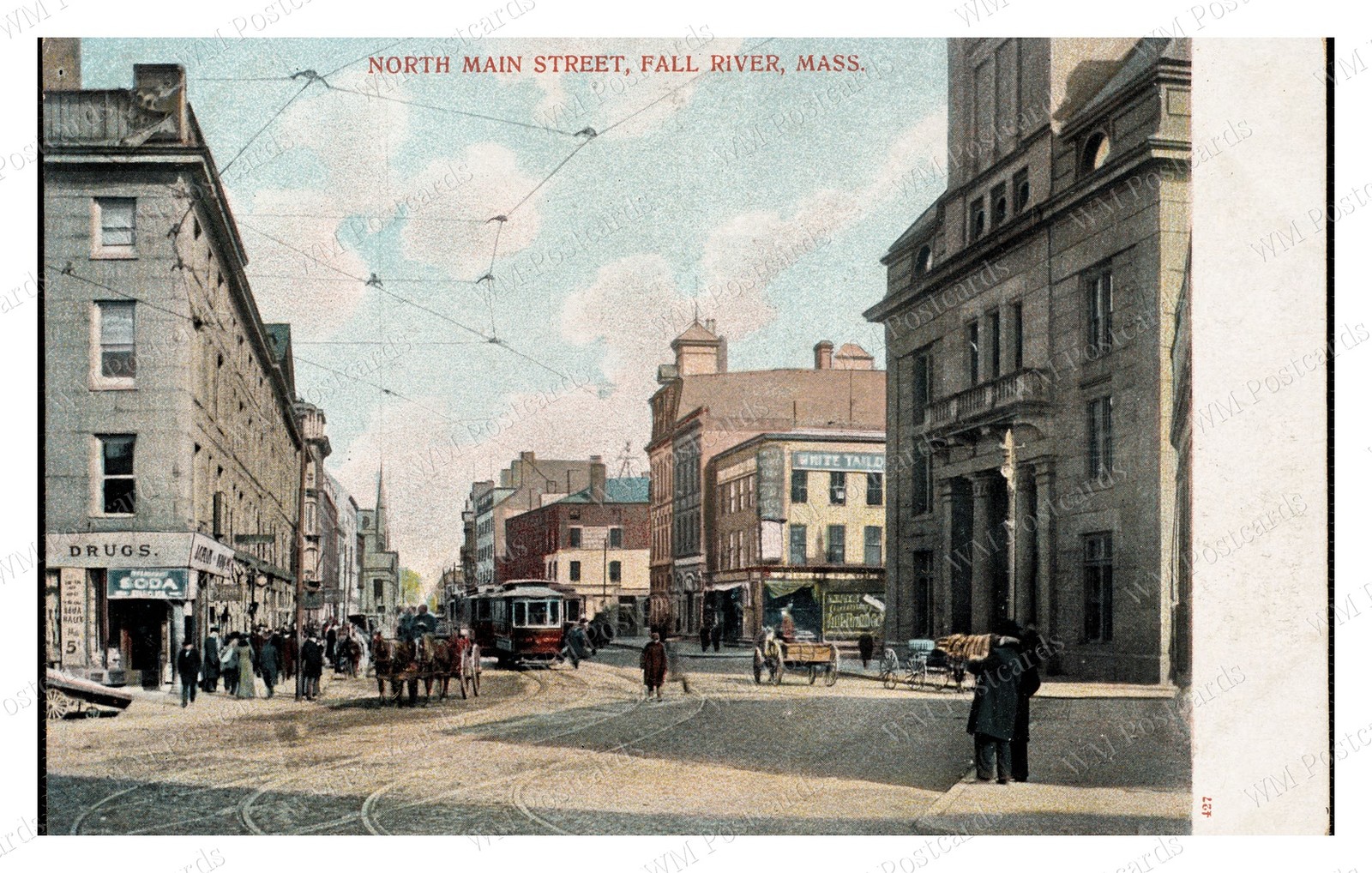 Fall River Massachusetts 1910s North Main Street Trolley Standard Postcard Fall River Massachusetts 1910s North Main Street Trolley Standard Postcard