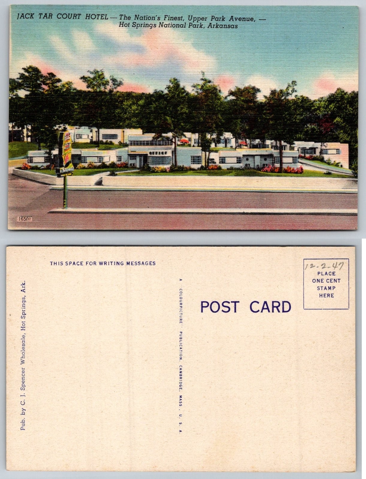 Hot Springs National Park Arkansas Jack Tar Court Hotel Postcard PB113-L-080826