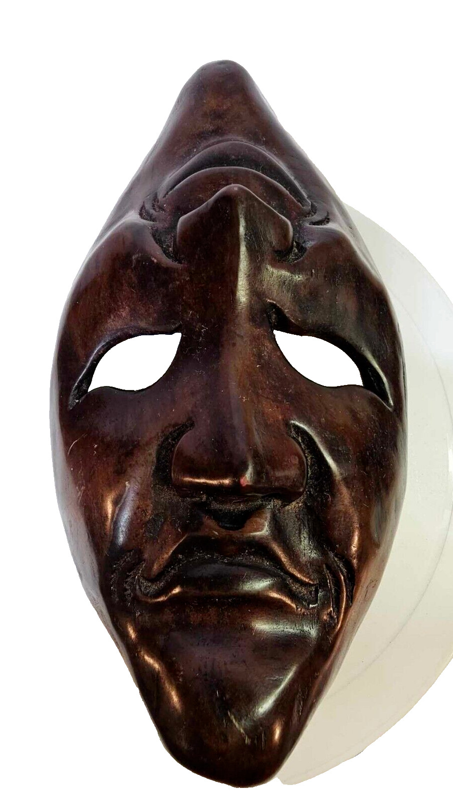 Vtg Carved Wooden Comedy/ Tragedy Mask wall hanging Thai Thailand- Heavy - G3