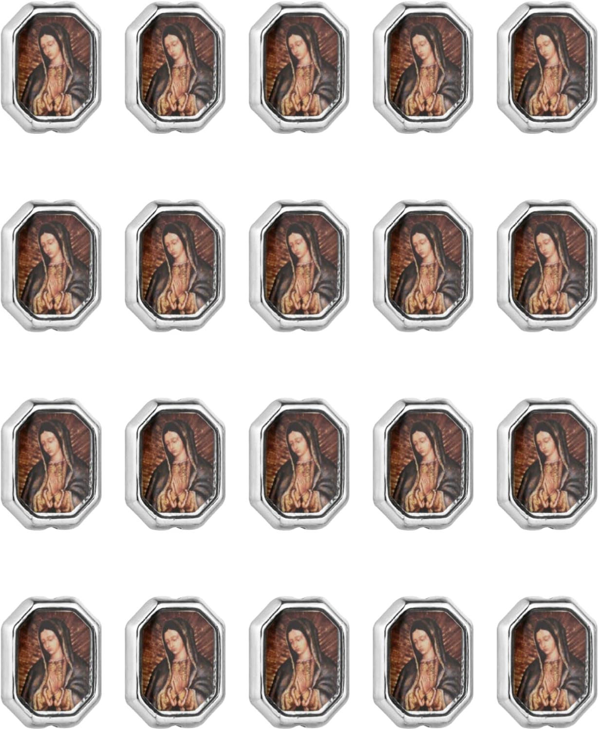 20Pcs Our Lady of Guadalupe Saint Jude Spacer Beads for DIY Rosary Necklace Brac