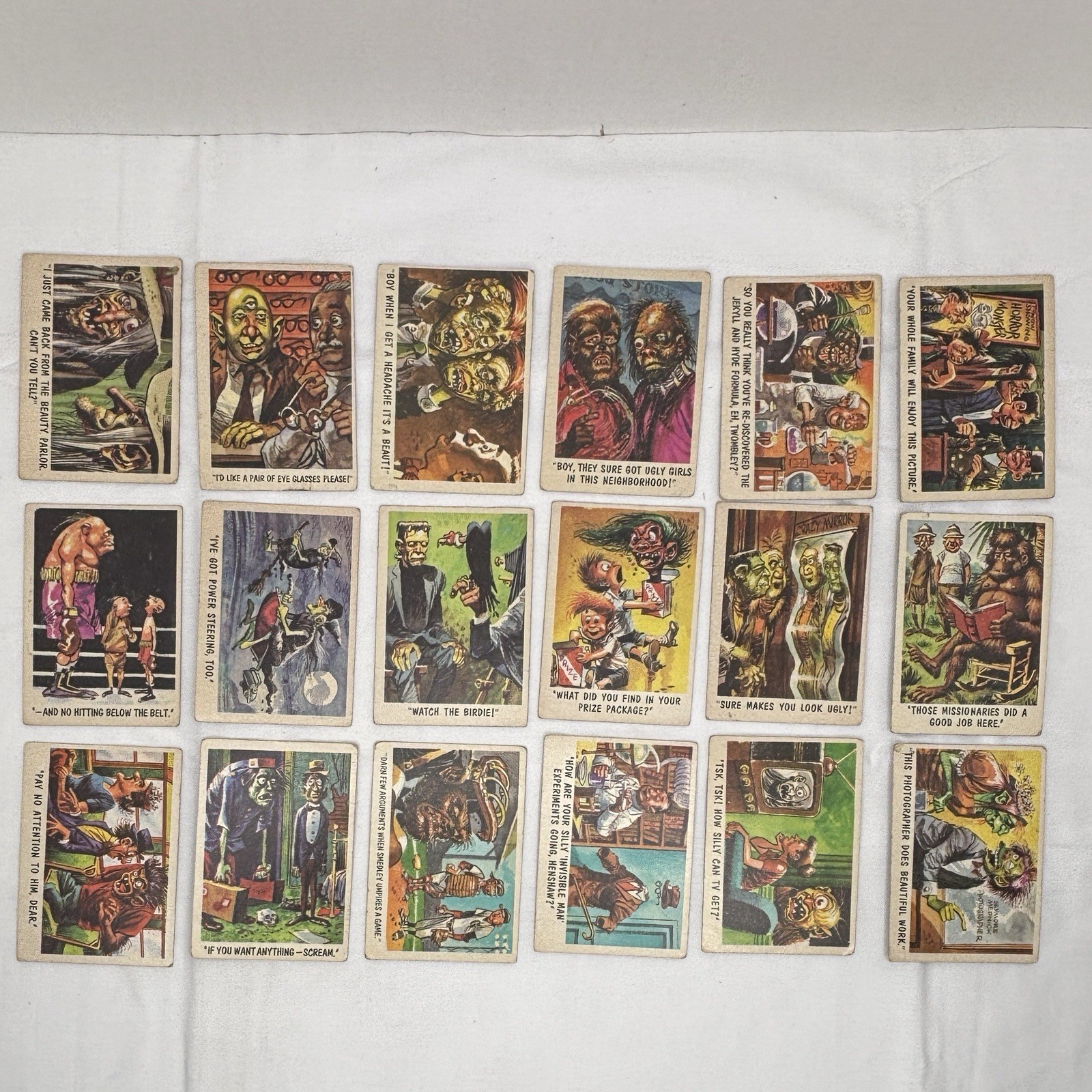 1959 Topps You’ll Die Laughing-Large 18 Card Lot Vintage Bubbles Inc.