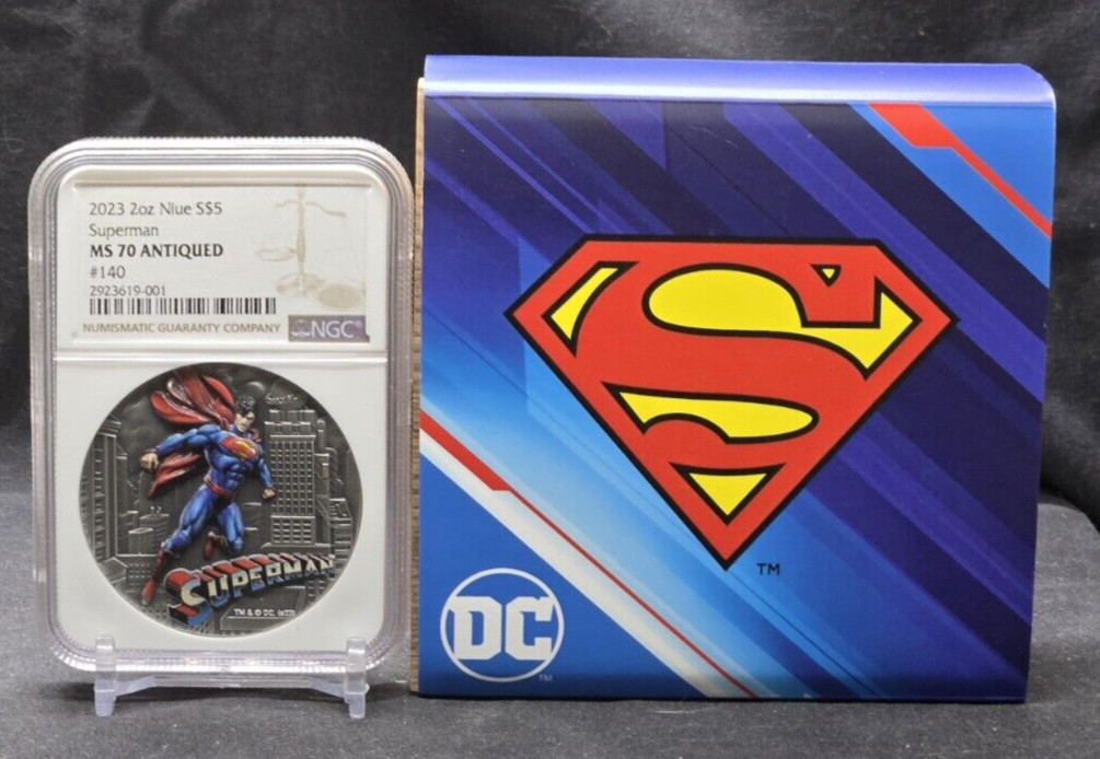 2023 NIUE $5 - SUPERMAN - NGC MS70 ANTIQUED - .999 SILVER COIN - ONLY 300 MADE