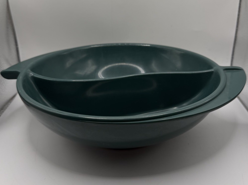 Vintage Boonton Ware # 605-10 Teal Divided Serving Bowl Melmac MCM USA
