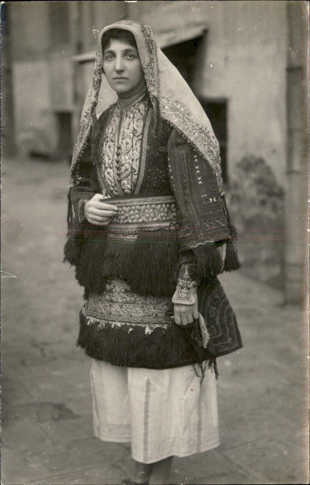 Bulgarian woman in folk costume c1900s-20s Real Photo Vintage Postcard bhn