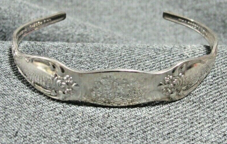 Vintage Monogramed DFL crafted with WMA Rogers Oneida cuttlery cuff bracelet