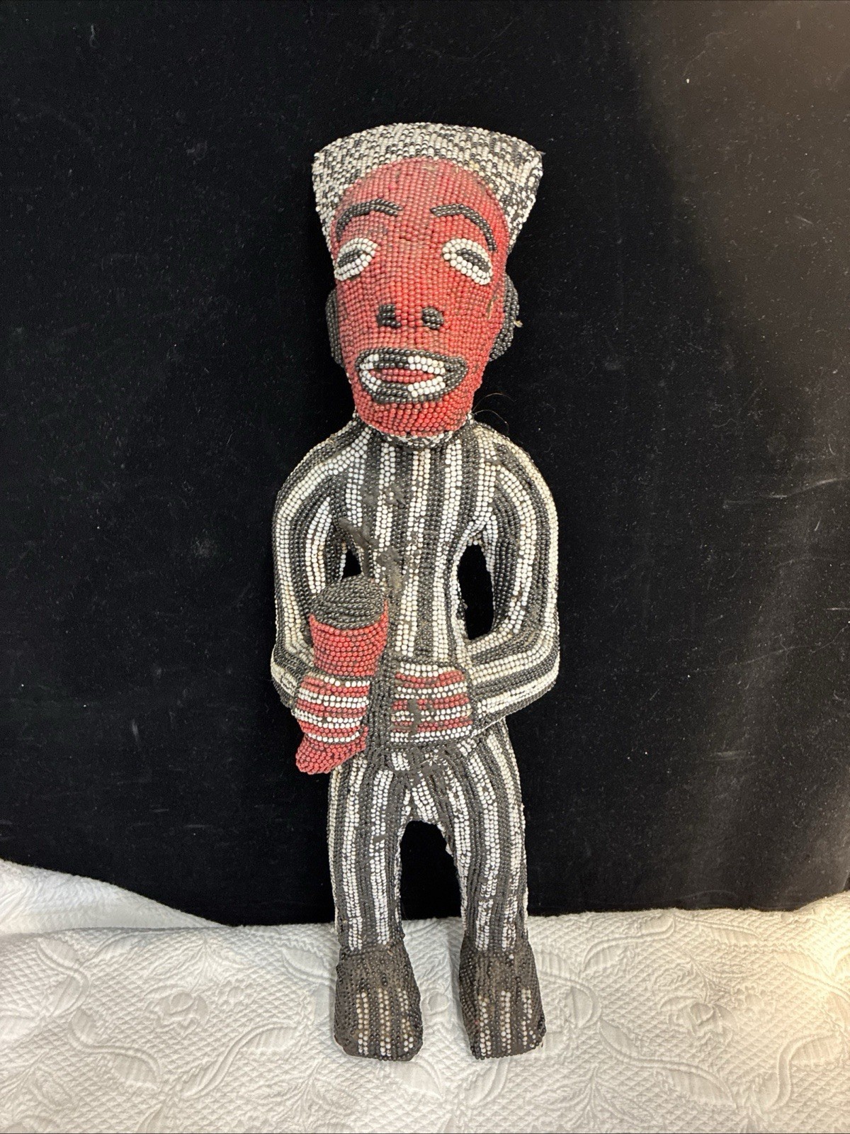 Vintage African Beaded Bamileke 19.5” Figurine